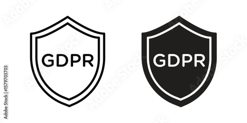 GDPR shield icon concept. pixel perfect linear ui icon.