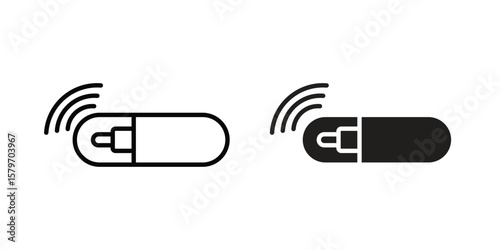 Dog microchip icon concept. pixel perfect linear ui icon.