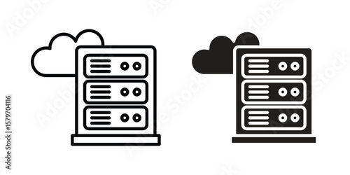 Data center icon concept. pixel perfect linear ui icon.