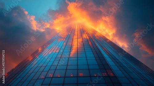 Wallpaper Mural Modern skyscraper against dramatic sunset sky Torontodigital.ca