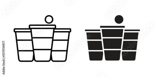Beer pong icon concept. pixel perfect linear ui icon.