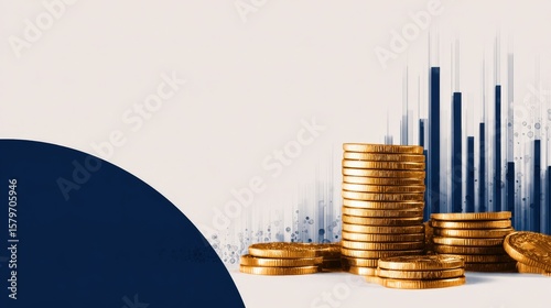 Gold Coins and Financial Data Graphic