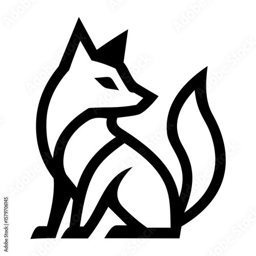 Black and White Fox Logo