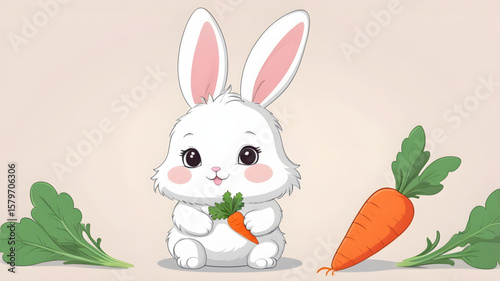 Delightful Illustration of a Young Rabbit, Ideal for Children's Books, Games, or Pet-Related Content