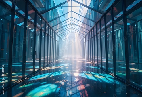 Prismatic Light Refraction Backgrounds with Geometric Crystal Shapes