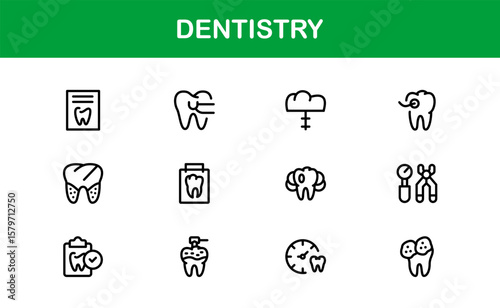 Dentistry tools and oral care line icon set – Modern professional vector icon collection for dental and hygiene design