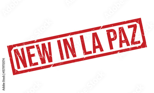 Distressed Red New in La Paz Rubber Stamp Impression on a White Background