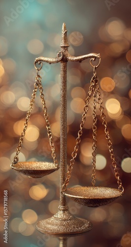 Antique scales, justice, bokeh, courtroom.  Possible use legal concept
