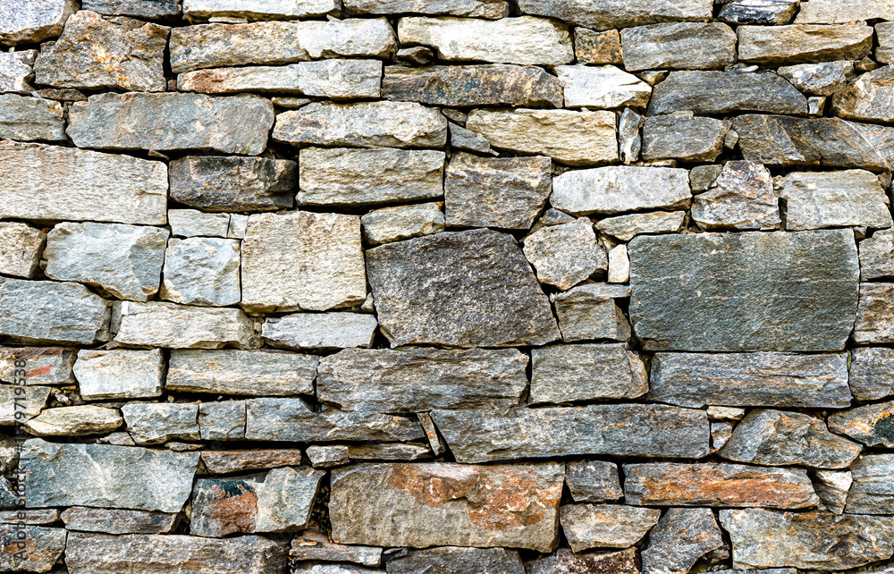 Fototapeta premium Dry Stack Stone Wall with Rough Natural Texture