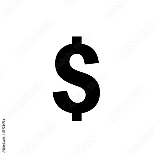 Illustration of a dollar currency symbol with vertical line through the letter s shape displayed clearly