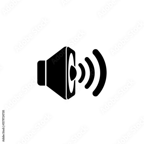 An illustration of a speaker emitting sound waves in a graphical representation of audio output icon