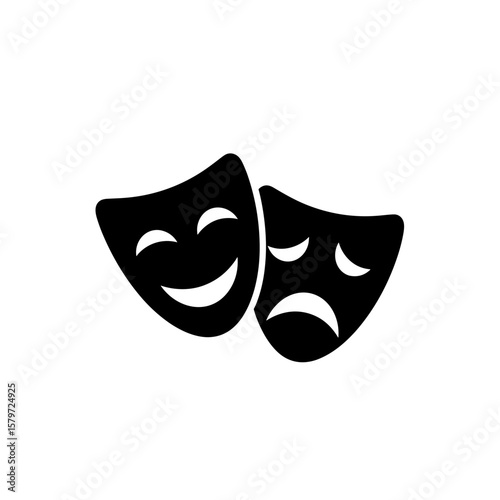 Two theatrical masks expressing comedy and tragedy side by side in an artistic representation