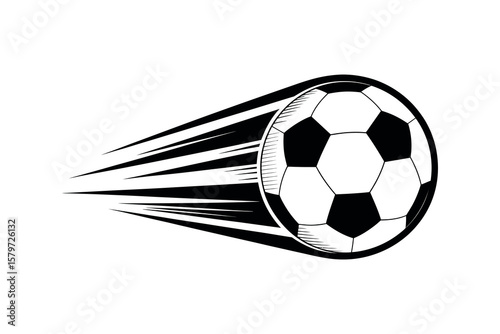 Black and white soccer ball motion lines speed