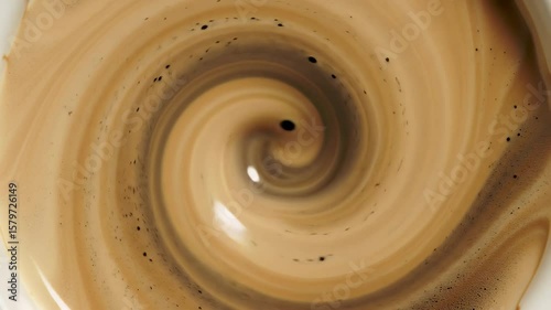 Coffee and Milk Abstract Swirl Texture Beverage with Brown and White Liquid Motion