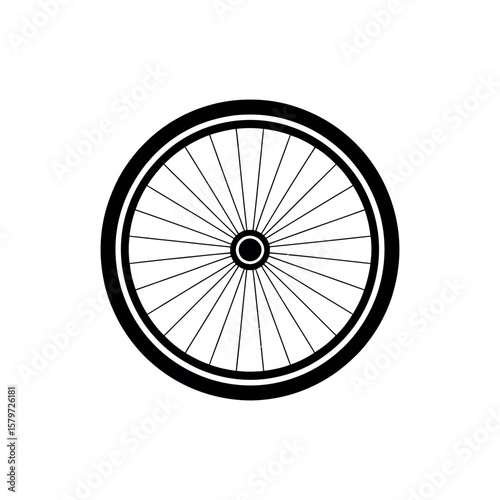 Black bicycle wheel spokes circular