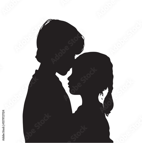 brother sister silhouette set, Black & White silhouette set