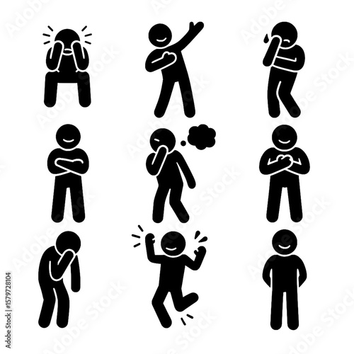 Human Emotions Stick Figures Set