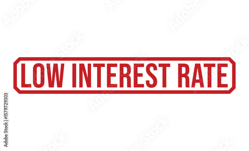 Red Low Interest Rate Sign on White Background Finance, Loans, and Investments Concept