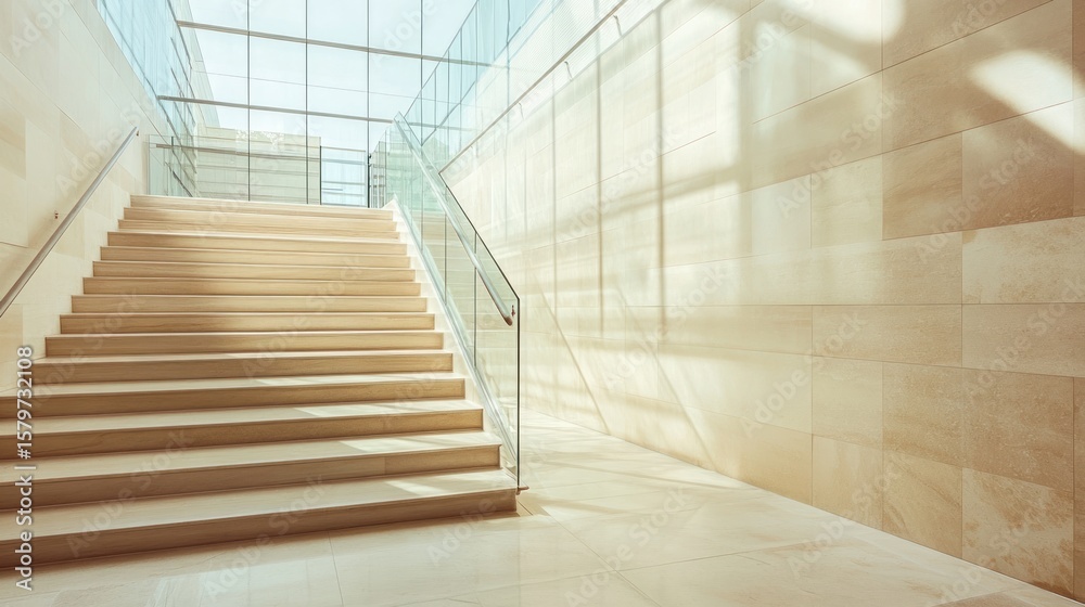 Obraz premium Modern stairway in a light-filled hall