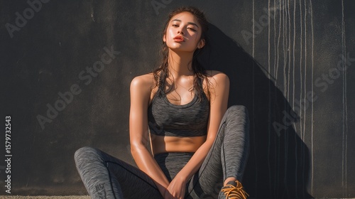 Running. Jogging. Healthy living. Beautiful women's exercise. Asian, Oriental women's exercise. Fitness. AI generated.