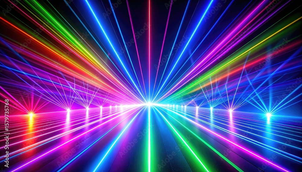 Obraz premium Rainbow neon light road