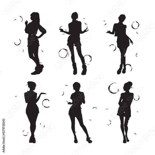 bubble silhouette set, Black & White silhouette set