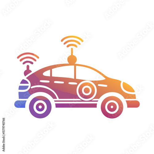 Autonomous Vehicle Illustration with Gradient Colors and Black Background