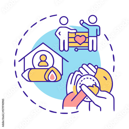 Community Support and Assistance Icon Illustration