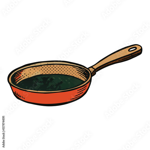 Black cast iron frying pan with a sturdy handle, ideal for searing, sautéing, and frying. Retains heat well for even cooking. Perfect for stovetop or oven use.
