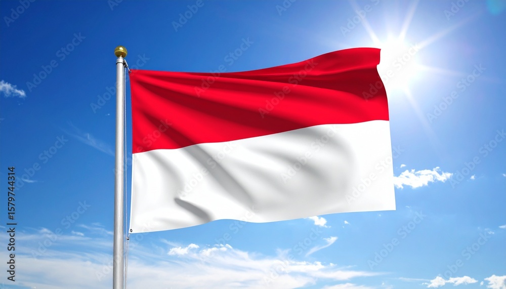 Flag Indonesia with sunlight Flag Indonesia with sunlight