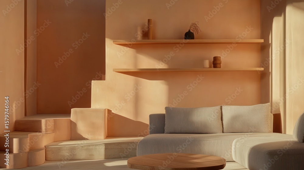 Modern peach interior with light Modern peach interior with light