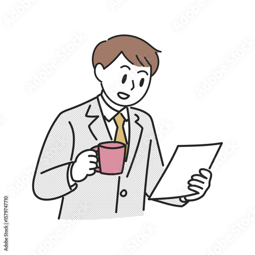 会議で話し合う二人のビジネスマンのイラスト