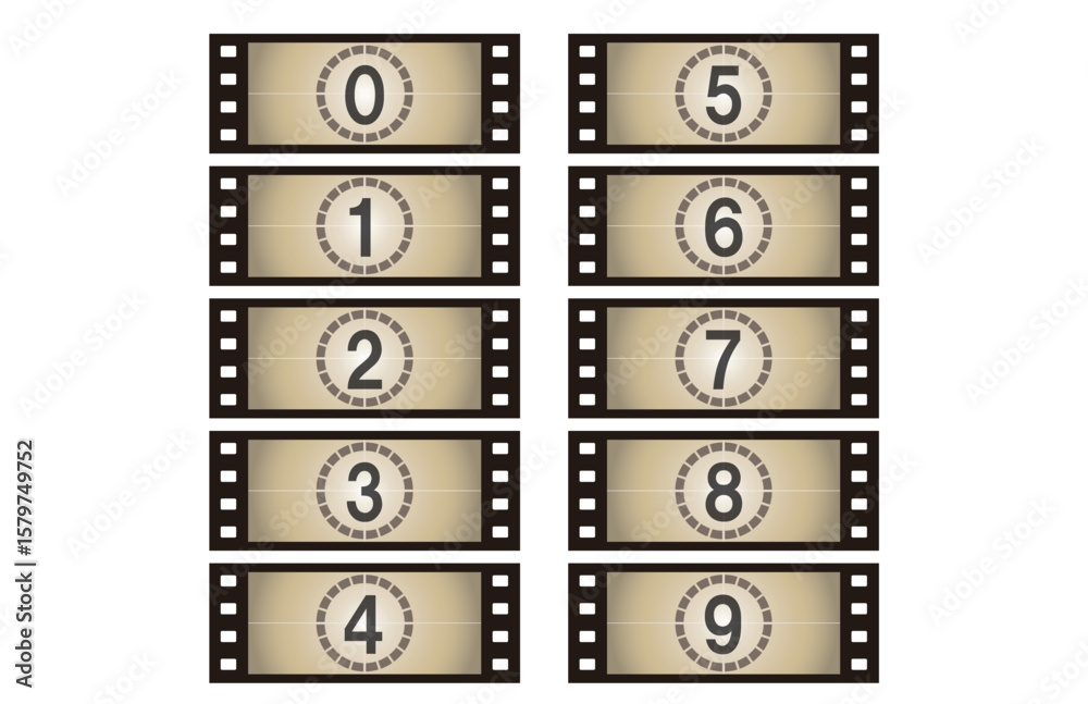 Obraz premium 映画のカウントダウン70ミリフィルム、映画、アニメーション開始タイマーのレトロ背景