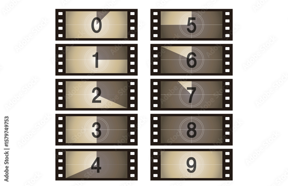 Obraz premium 映画のカウントダウン70ミリフィルム、映画、アニメーション開始タイマーのレトロ背景