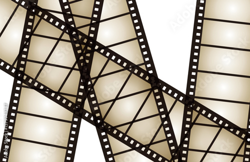 Naklejka グラフィック素材 セピア色の映画の70ミリフィルムが重なったイメージイラスト