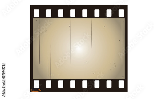 セピア色で傷、汚れがある映画写真の35ミリフィルム　グラフィック素材
