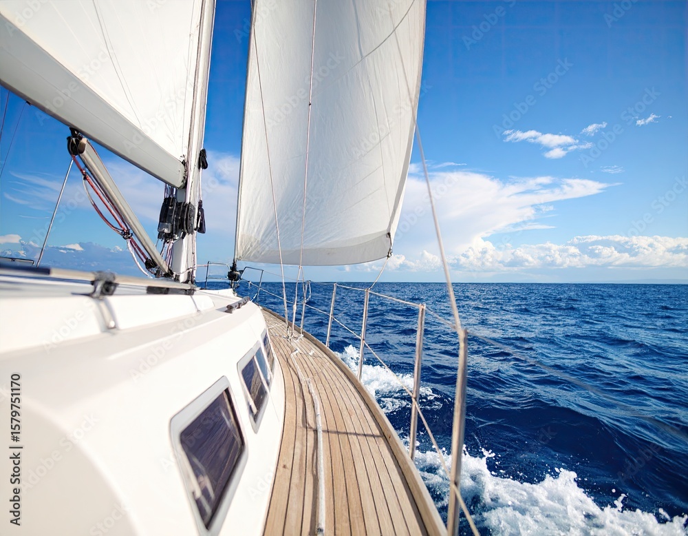 Obraz premium Sailing yacht on blue sea