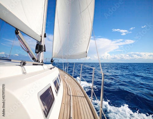 Sailing yacht on blue sea