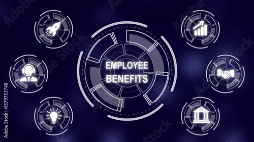 Wallpaper Mural Business, Technology, Internet and network concept. Shows the inscription: EMPLOYEE BENEFITS. a futuristic holographic advanced HUD circle platform Business, Technology network background concept. Torontodigital.ca