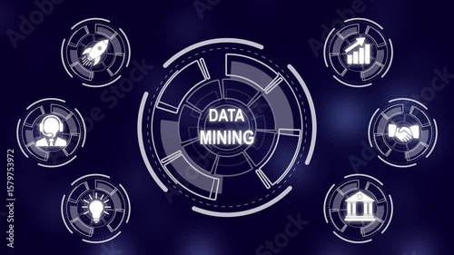 Wallpaper Mural Data mining concept. Business, modern technology, internet and networking concept. a futuristic holographic advanced HUD circle platform Business, Technology network background concept. Torontodigital.ca
