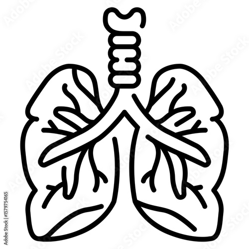Human Lungs and Respiratory System line Icon