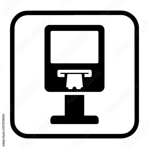 Ticket machine kiosk icon with transparent background symbolizing self service ticketing and automated payment

