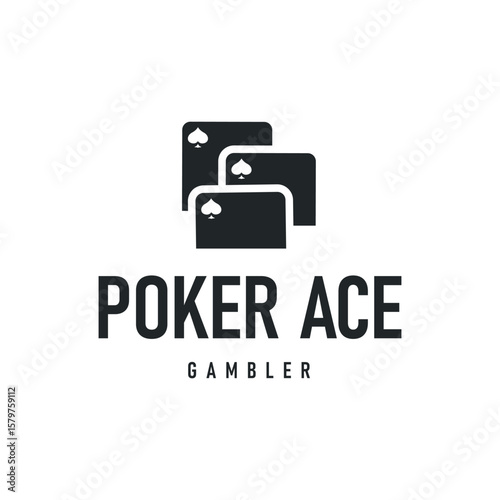 poker logo design a simple minimalist card game gambler game with card symbols as the design illustration template symbol