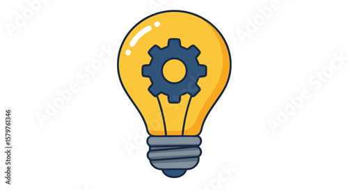 Lightbulb with Gear Icon – Business Innovation Vector
