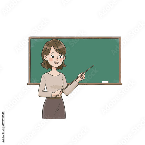 Teacher teach with a blackboard