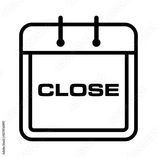 icon of a calendar with the word "CLOSE" in the center, representing a closure date, holiday, or non-operational day.