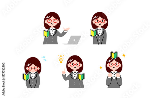新入社員の女性のイラストセット