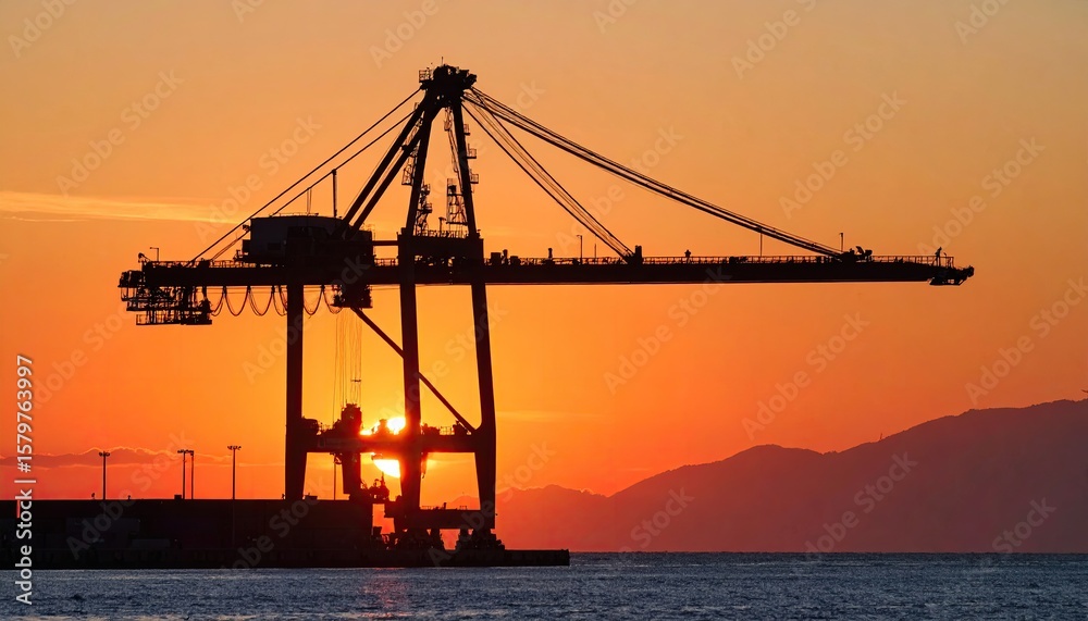 Silhouette of a cargo crane at sunset Silhouette of a cargo crane at sunset