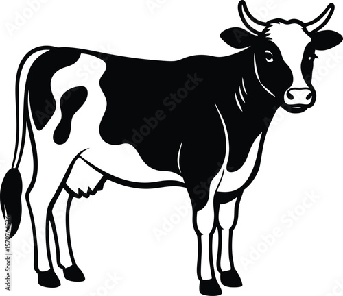 Cow Vector Silhouette Art Icon Illustration
