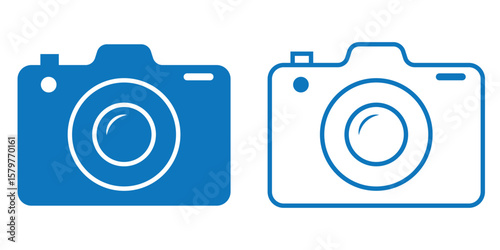 Camera icon set. Blue colors variety camera icon design. Camera capture symbol. Camera photography icon, isolated on white background. EPS 10